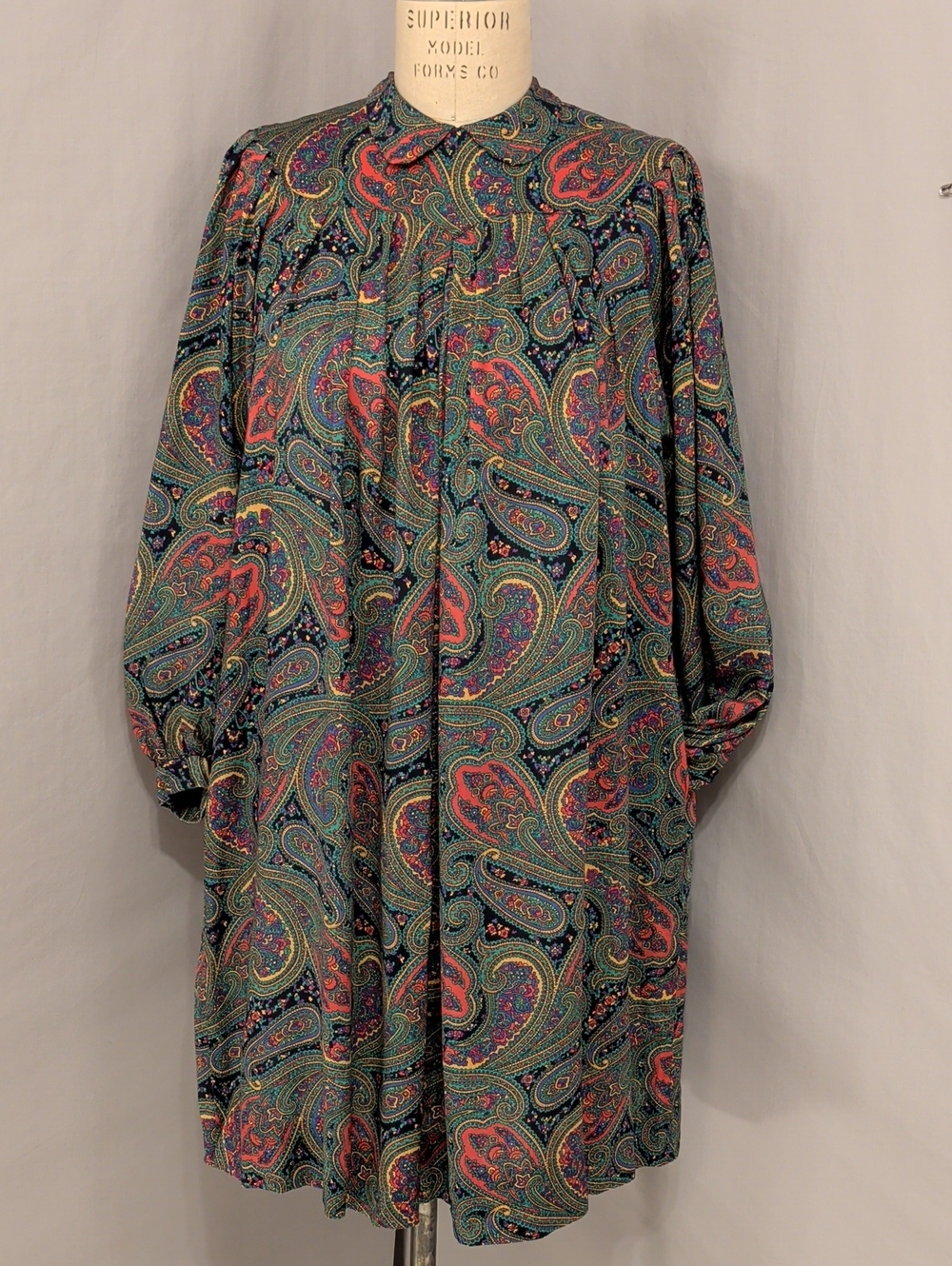 Handmade Vintage Inspired Paisley Tunic Dress Blouse Comfortable Style Pockets